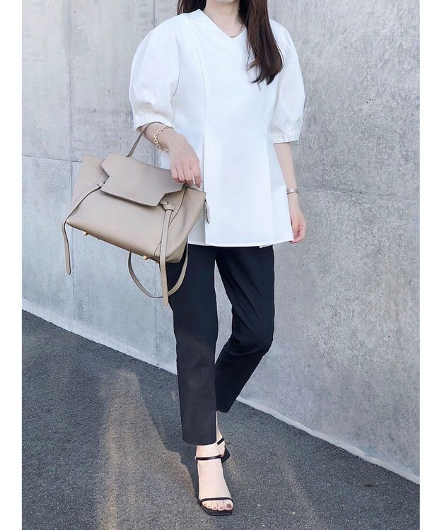 Green Parks AnriettMusee パフスリーブペプラムブラウス Off White