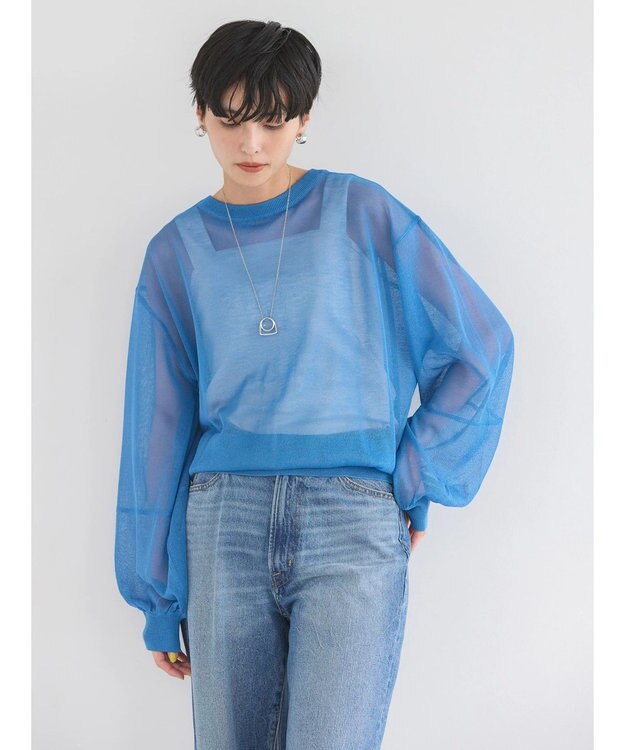 AMERICAN HOLIC 接触冷感２ＷＡＹシアーニットカーディガン Blue