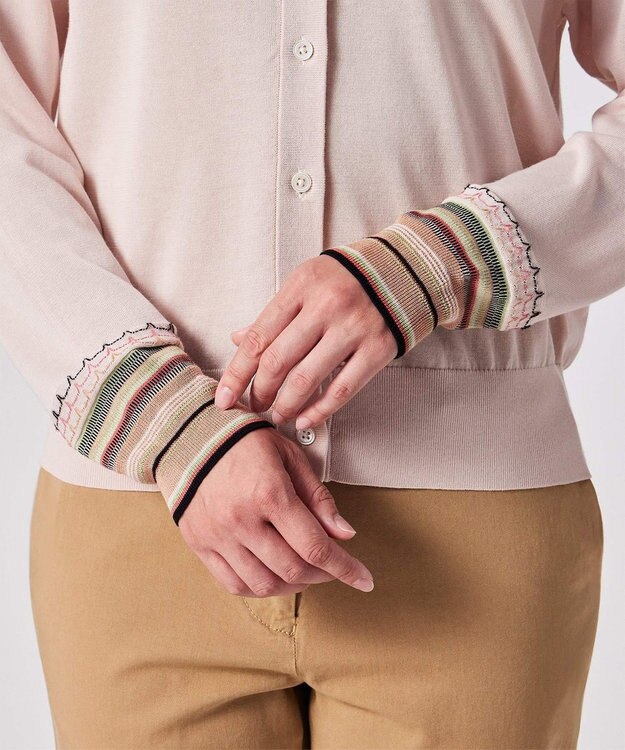 Paul Smith デザイン ステッチ Vネック カーディガン エクリュ