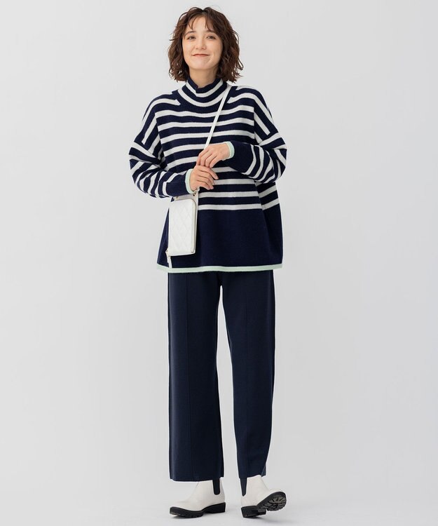 23区 【CLASSY.1月号掲載】ウールブレンド ニット パンツ ネイビー系