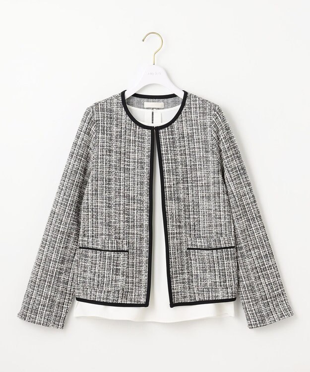 ANY SIS 【2SET】ウォッシャブルジャケット × ブラウス セット ブラックミックス