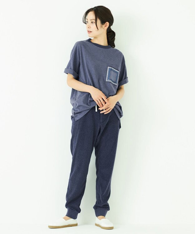 JOSEPH ABBOUD MOUNTAIN 【SPACE】OG綿スクエアドットプリント ポケTシャツ ネイビー系