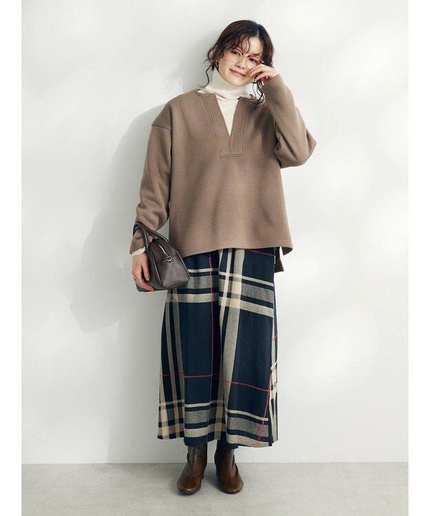 CRAFT STANDARD BOUTIQUE ニットフリースキーネックプルオーバー Brown