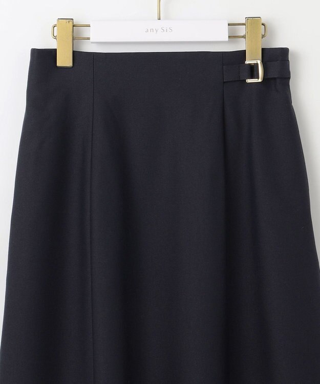 ANY SIS L 【洗える】褒めらレディフレア スカート ネイビー