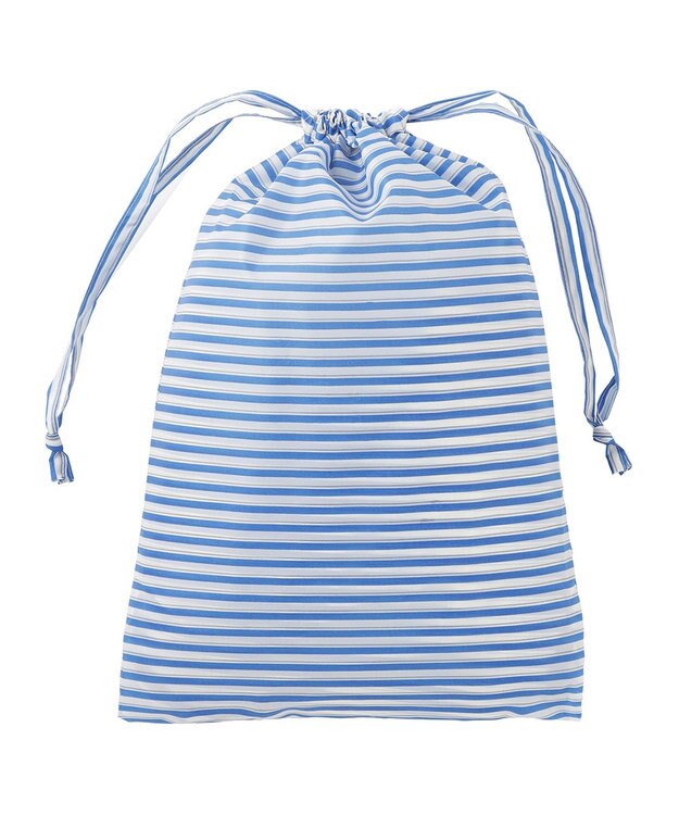 MOONBAT 【撥水】FLAT PURE サイクル レインポンチョ ボーダー 自転車 収納袋付き サックスブルー