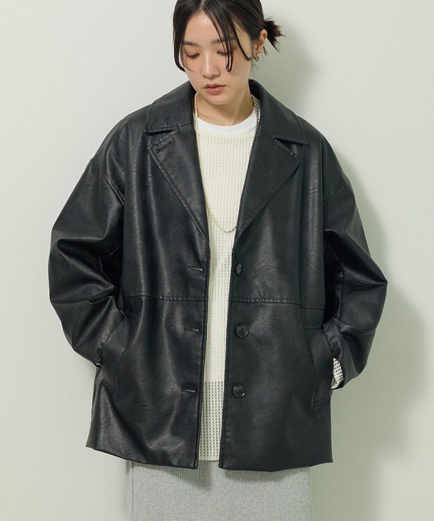 Green Parks フェイクレザージャケット Black