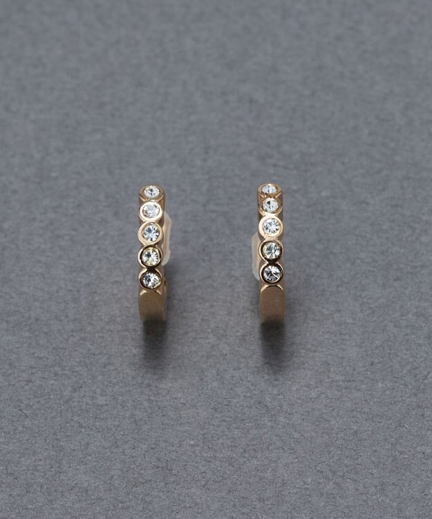 Phoebe 【金属アレルギー対応】【痛くないシリーズ】プチベゼルストーンフープライトフィットイヤリング　シャンパンゴールド シャンパンゴールド