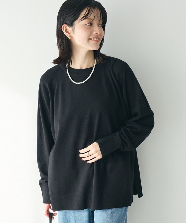 CRAFT STANDARD BOUTIQUE 洗える/とてもちラグランニットプルオーバー Black