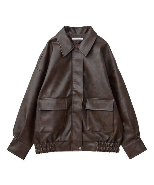 Green Parks ・ＥＬＥＮＣＡＲＥ　ＤＵＥ　合皮ステンカラーブルゾ Brown