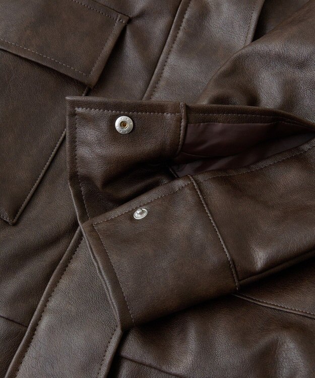 Green Parks ・ＥＬＥＮＣＡＲＥ　ＤＵＥ　合皮ステンカラーブルゾ Brown