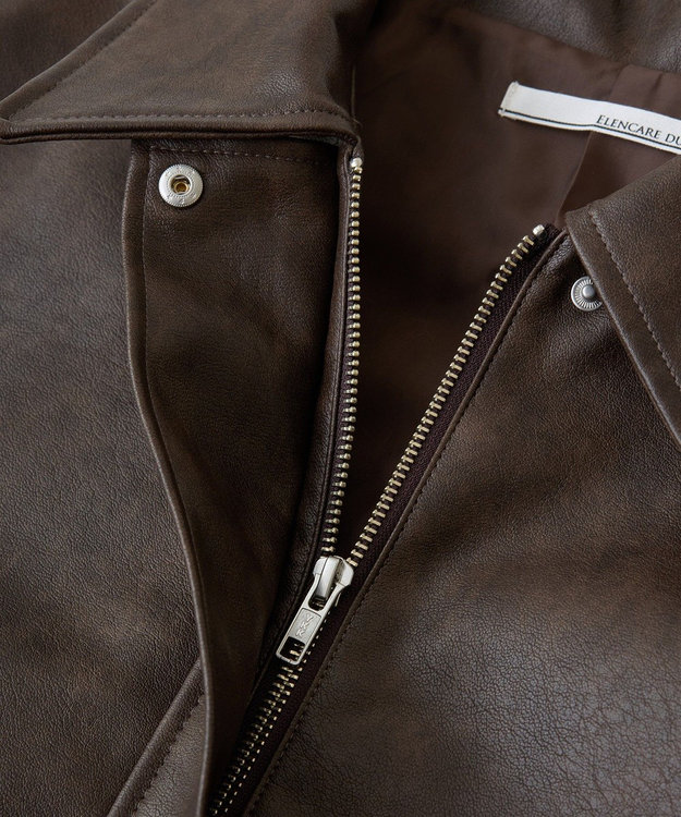 Green Parks ・ＥＬＥＮＣＡＲＥ　ＤＵＥ　合皮ステンカラーブルゾ Brown