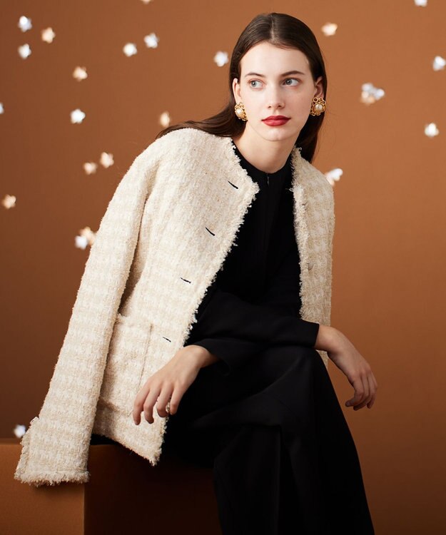 BEIGE， MONGE / ノーカラージャケット Ecru