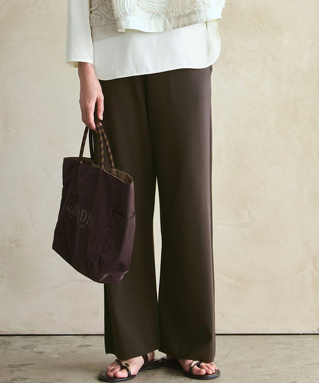 23区 【VERY9月号掲載/洗える/吊り干しOK】ヴィスコースストレッチ ワイド パンツ ブラウン系