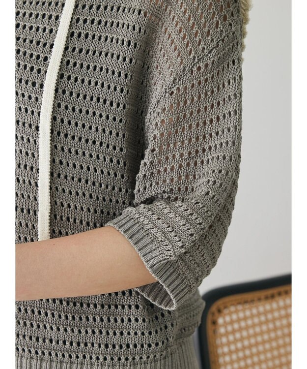 Green Parks クロシェ風セーラーカラーニット Gray