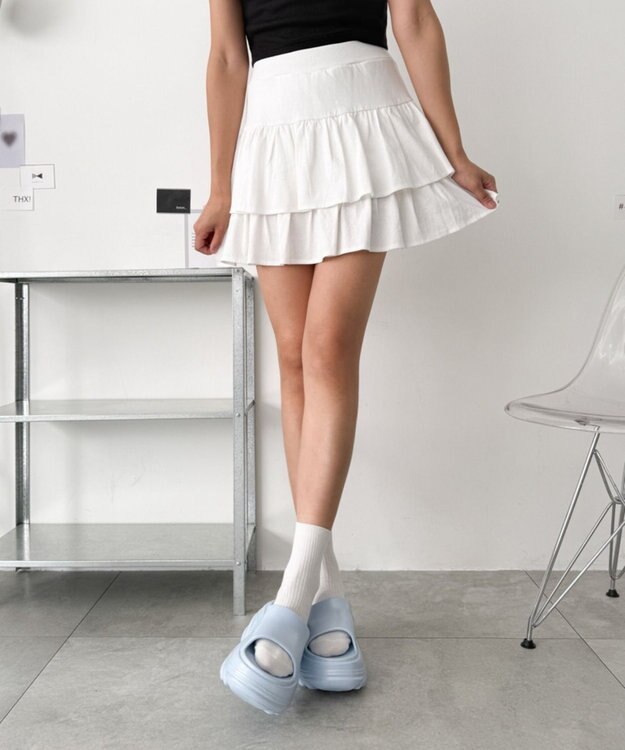 WEGO 厚底デザインラバーサンダル サックス