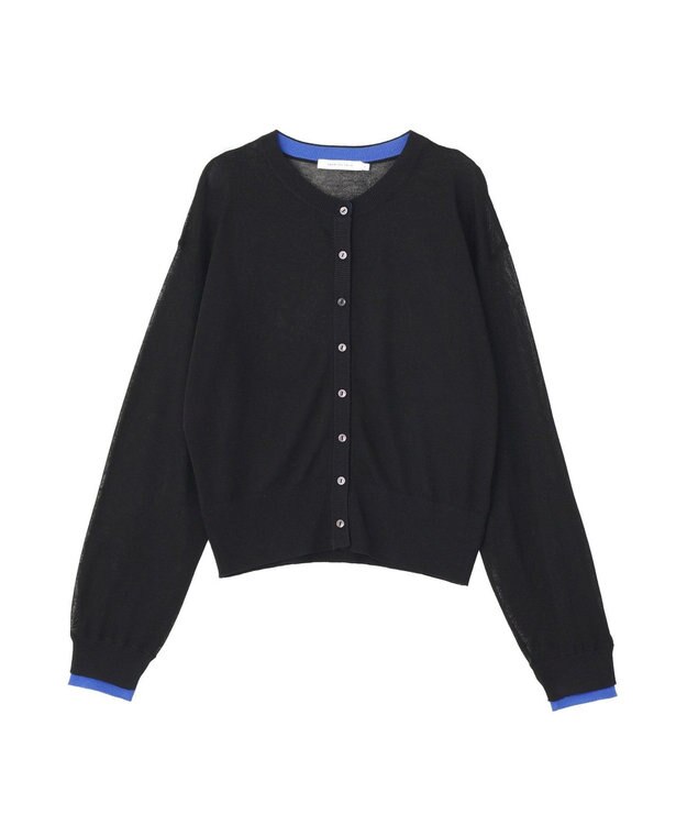 AMERICAN HOLIC シアー配色ニットカーディガン Black
