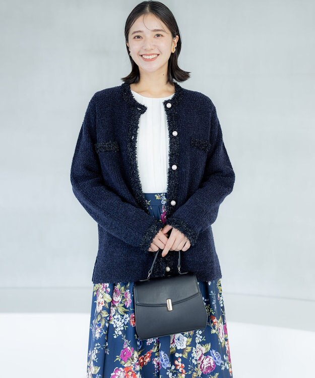 組曲 ツイードニット ジャケット ネイビー系