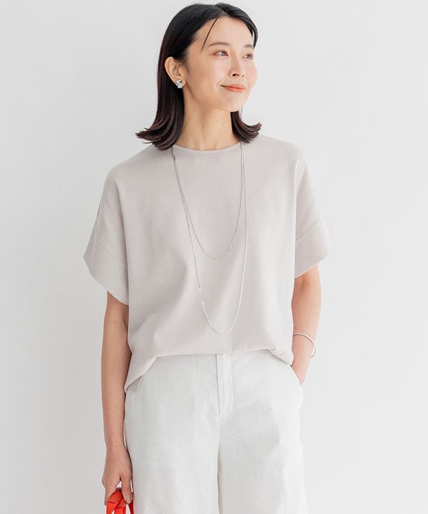 23区 【洗える】コットンアセテート プルオーバー ニット ベージュ系