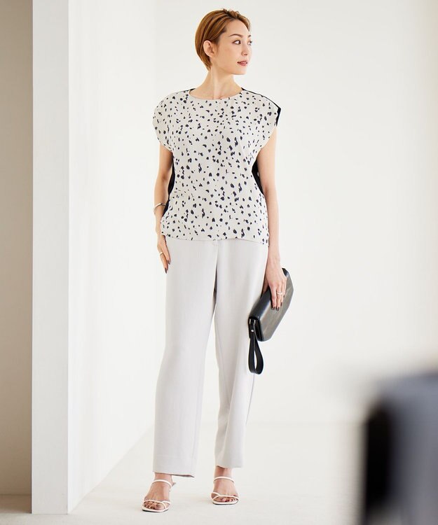 ICB L 【洗える】 ダブルクロスクレープ ストレートパンツ トープ系