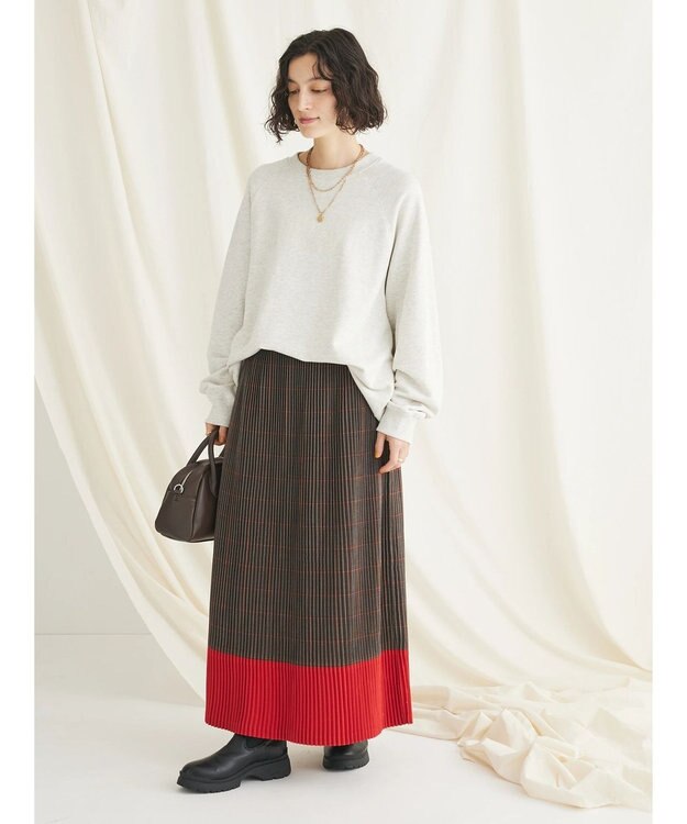 CRAFT STANDARD BOUTIQUE 配色チェックプリーツスカート Check Brown