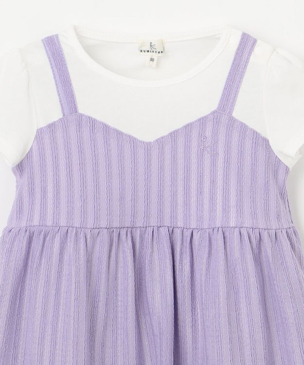 組曲 KIDS 【80-100㎝】レースカットソーコンビ チュニック ラベンダー系