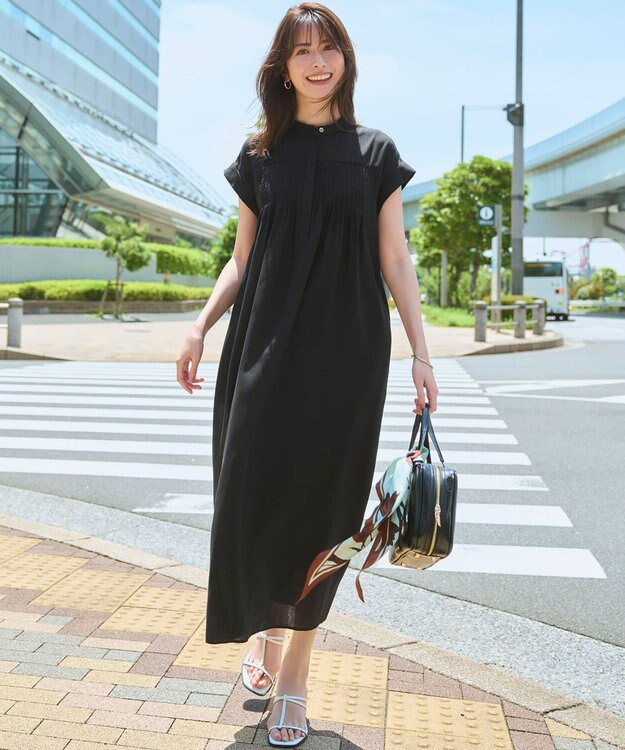 23区 S ウォッシュドシアーボイル ピンタック ワンピース ブラック系