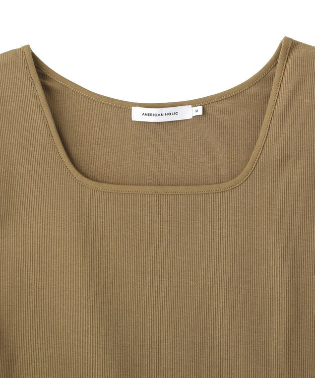 AMERICAN HOLIC スクエアネックリブタンクトップ Mocha