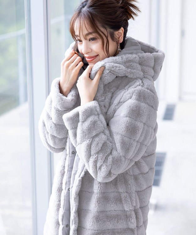 Tiaclasse 【2WAY】エコファーキルティングリバーシブルコート グレー