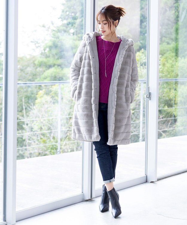 Tiaclasse 【2WAY】エコファーキルティングリバーシブルコート グレー