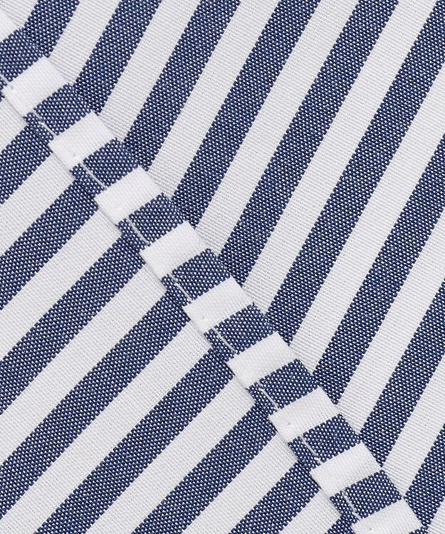 #Newans 【洗濯機可能/シワになりにくい】リボンカフスブラウス ネイビーストライプ