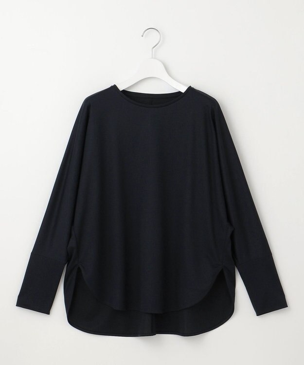 自由区 【洗える】ブラウスライクジャージー カットソー ネイビー