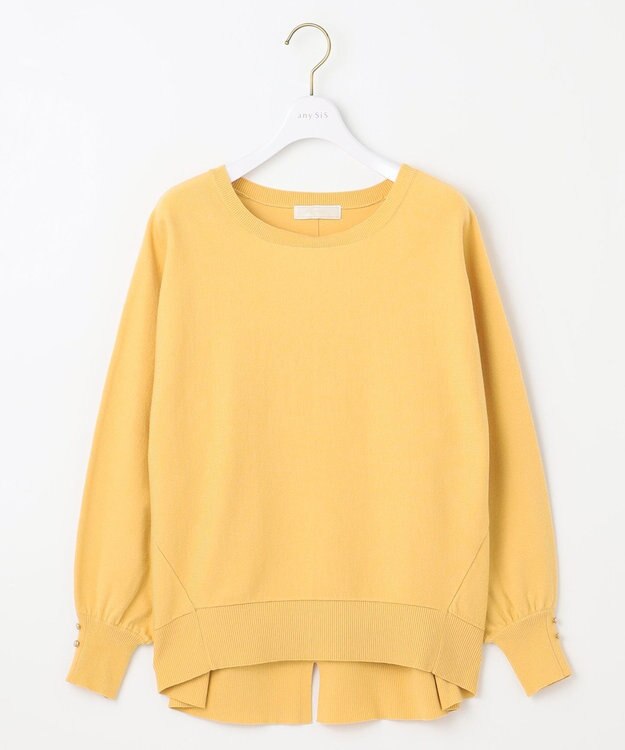 ANY SIS 【CICA加工・選べる9色展開】クルーネックバックスリット ニット 黄