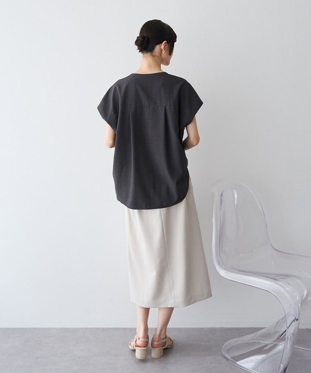 YECCA VECCA 【マシンウォッシャブル】サラサラスキッパーブラウス Charcoal Gray