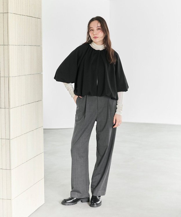 #Newans 【ANSWER for ファッショニスタ 】ウエスト調整可ワイドパンツ チャコールグレー系