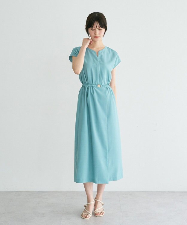YECCA VECCA リネンライクスキッパーワンピース Green