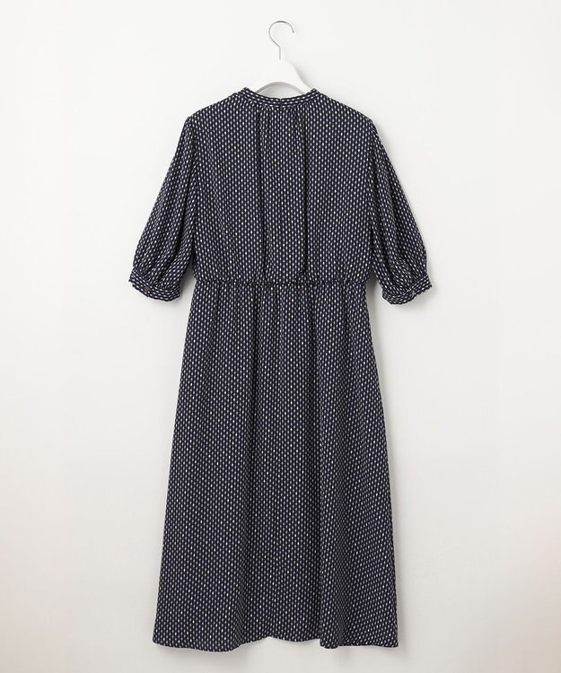 23区 S 【洗える】バックサテンアムンゼンレーユルダイヤプリント ワンピース ネイビー系