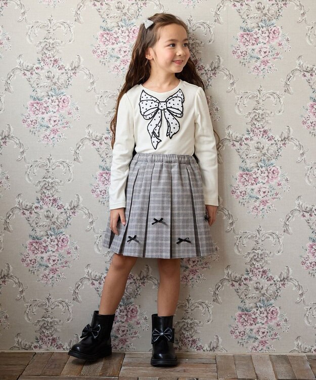 ANY KIDS ドットリボン 長袖Tシャツ ホワイト