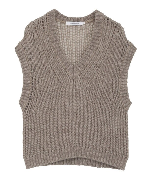 AMERICAN HOLIC 【選べる丈】甘編みニットベスト Gray Beige