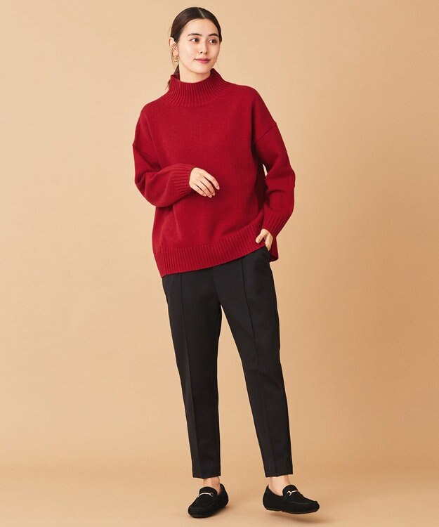 ANY ラムウールバックテイルニット レッド系