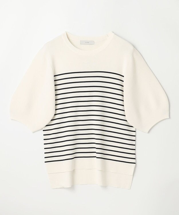 ANY パフスリーブニットプルオーバー オフ×ネイビー