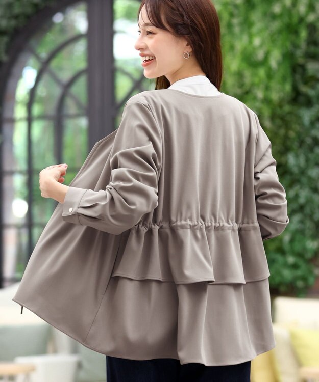 Tiaclasse L 【洗える】バックドロストフリルブルゾン モカ