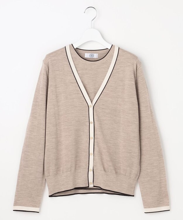 J.PRESS LADIES トリムツイン ニット ベージュ系