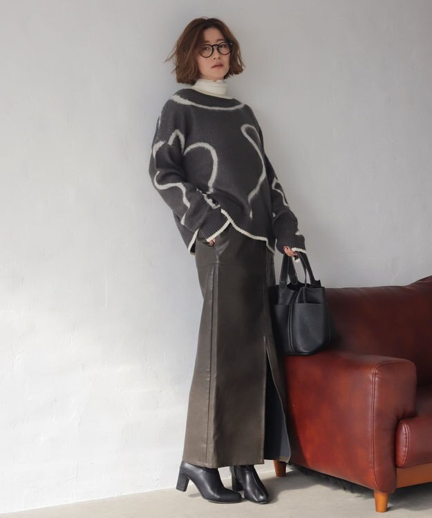 WEGO 【25年秋冬新作】ニュアンスライン配色プルオーバー ブラック中濃色