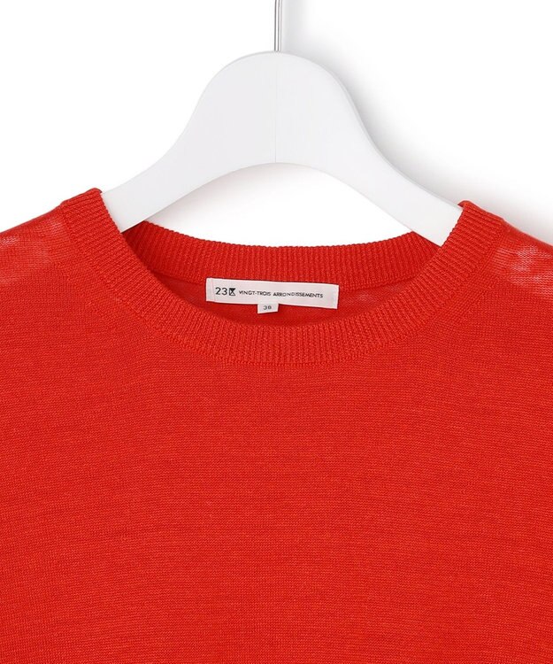23区 【先行予約】ピュアリネンハイゲージ パフスリーブ ニット レッド系