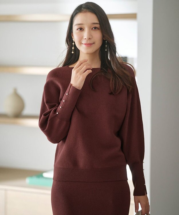 ANY SIS 【洗える・セットアップ可】アンチピリングドルマン畔 ニット ブラウン