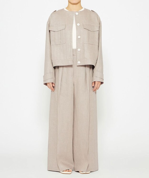 uncrave ヘリンボーン リネン ワイドパンツ（uncrave WHITE） フラックスA