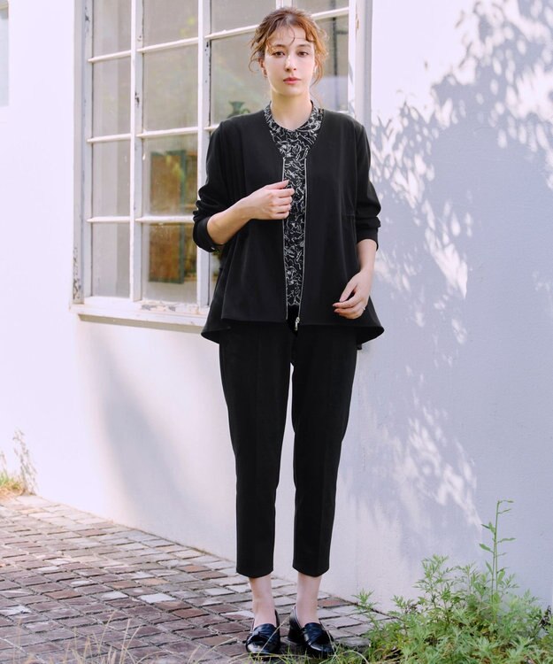 Tiaclasse 【洗える】バックドロストフリルブルゾン ブラック