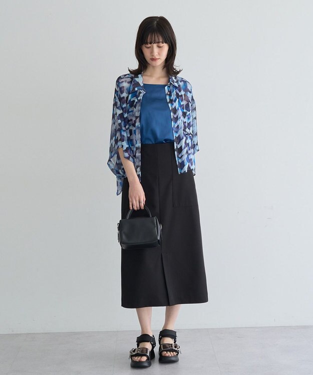 YECCA VECCA [2SET]キャミ付きシアージオメ柄シャツ Blue