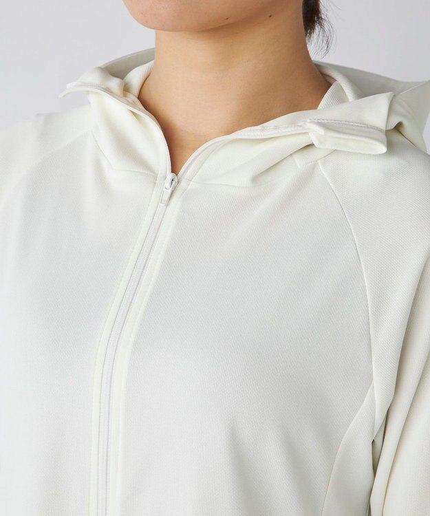 OP／FILA 【ocean pacific】フェイスガード付き バックフリル ラッシュガードパーカー オフホワイト