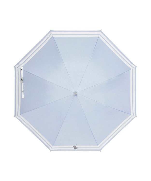 MOONBAT POLO RALPH LAUREN（ポロ ラルフローレン）晴雨兼用日傘 ボーダー ポロポニー 長傘 遮光率100％ 遮熱 UV ペールスカイ